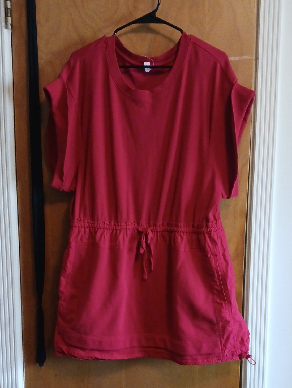 Women's Red Drawstring Tunic Top